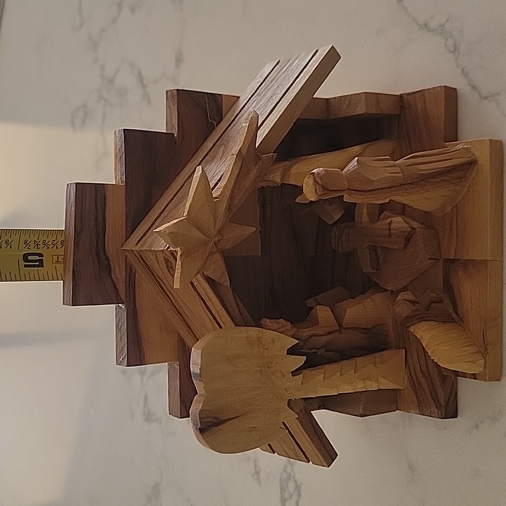 Vintage Olive wood nativity Christmas Decor Cottagecore